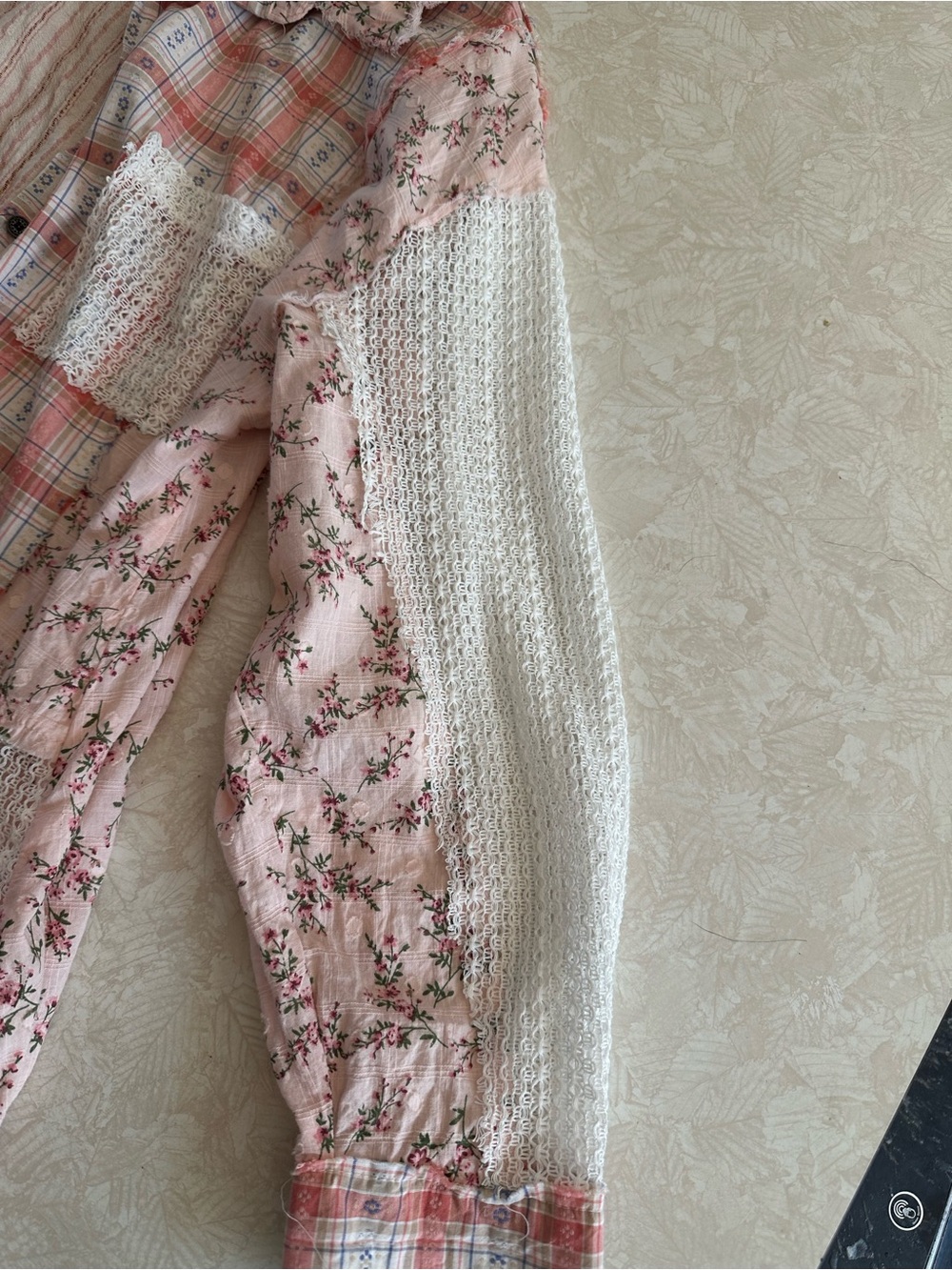 POL Pink & Cream Patchwork Lace Button-Front Jacket - Picture 4 of 8